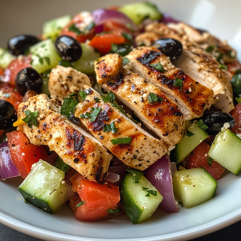 Gegrillter Würziger Mediterraner Hähnchensalat – Ein Genuss voller Aromen