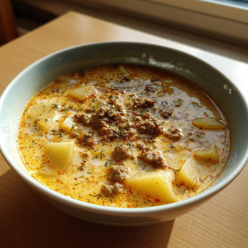 35-Minuten Cremige Kartoffel-Hackfleisch-Suppe für Wohlfühlmomente