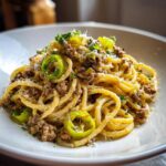 cremige kase-lauch pasta mit hackfleisch